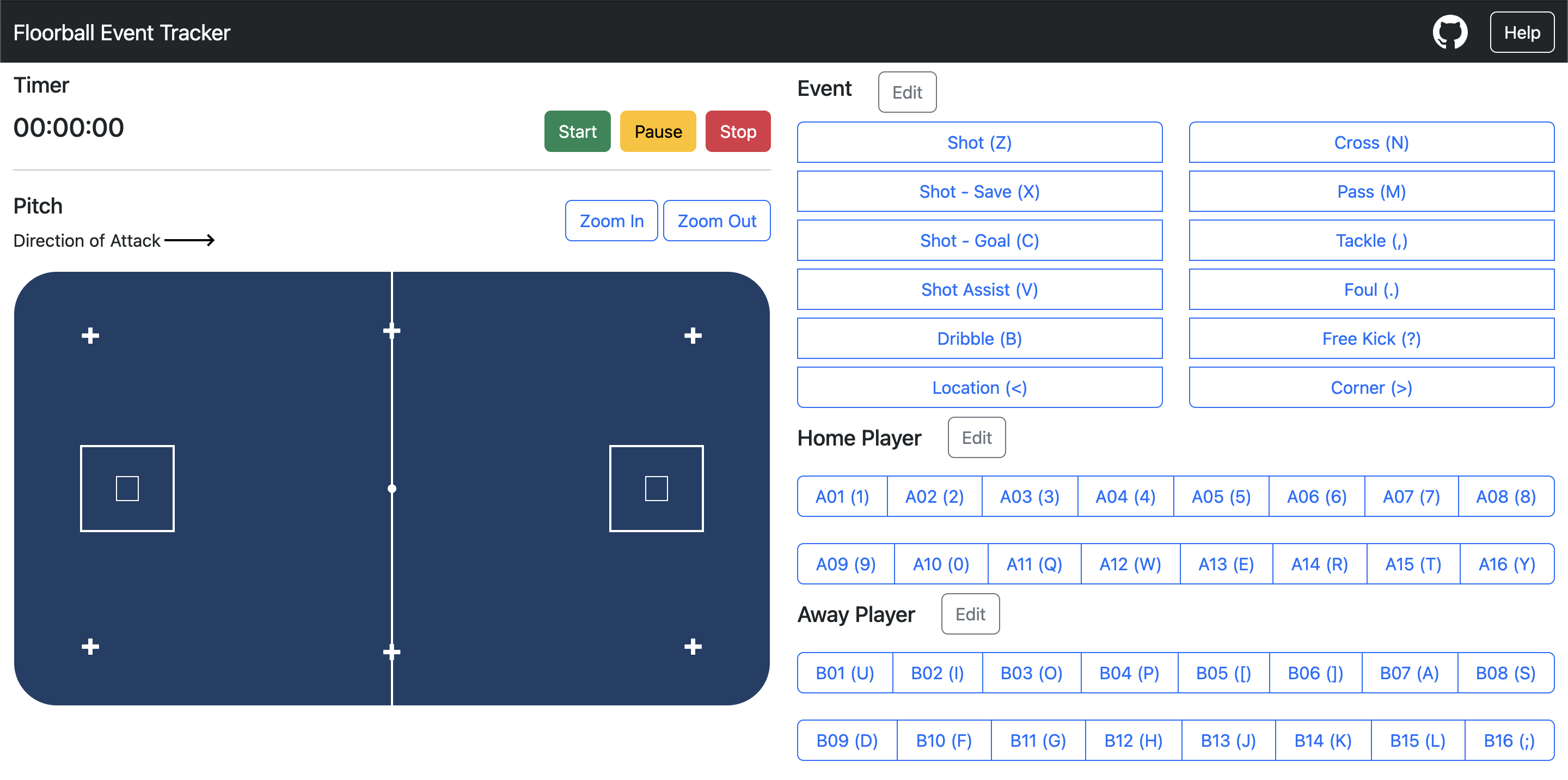 Screenshot of Floorball Event Tracker